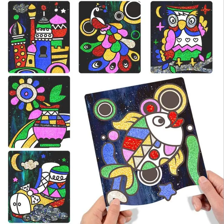 9pcs-15pcs Children's DIY Shining Magic Transfer Colorful sticker Transfer Painting Crafts for Kids Arts Crafts Toys Gift