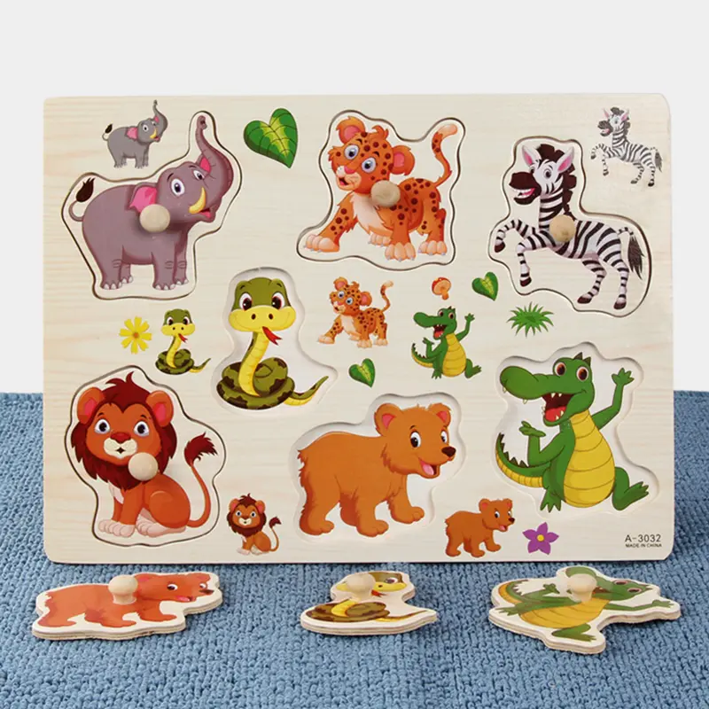 Wooden Baby Grab Board Animal Insects Montessori Puzzle Early Education Toys Originality Shape Pairing Mushroom Nail Puzzle TMZ