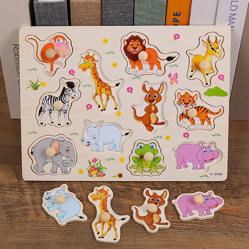 Wooden Baby Grab Board Animal Insects Montessori Puzzle Early Education Toys Originality Shape Pairing Mushroom Nail Puzzle TMZ