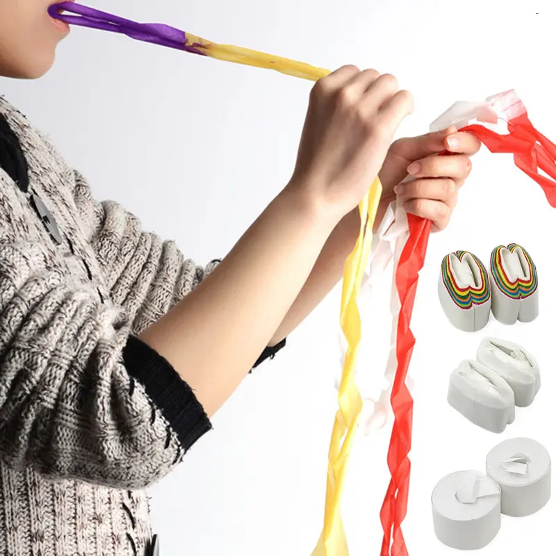 12pcs/set Classic Magic Toy Mouth Spitting Paper Colored Ribbon Festival Stage Performance Close-up Interactive Magic TMZ