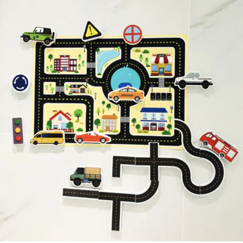 Children EVA Bath Toys Track Car Soft Rail Traffic Vehicle Water Toy Early Education Parent-child Interaction Kids Gifts TMZ