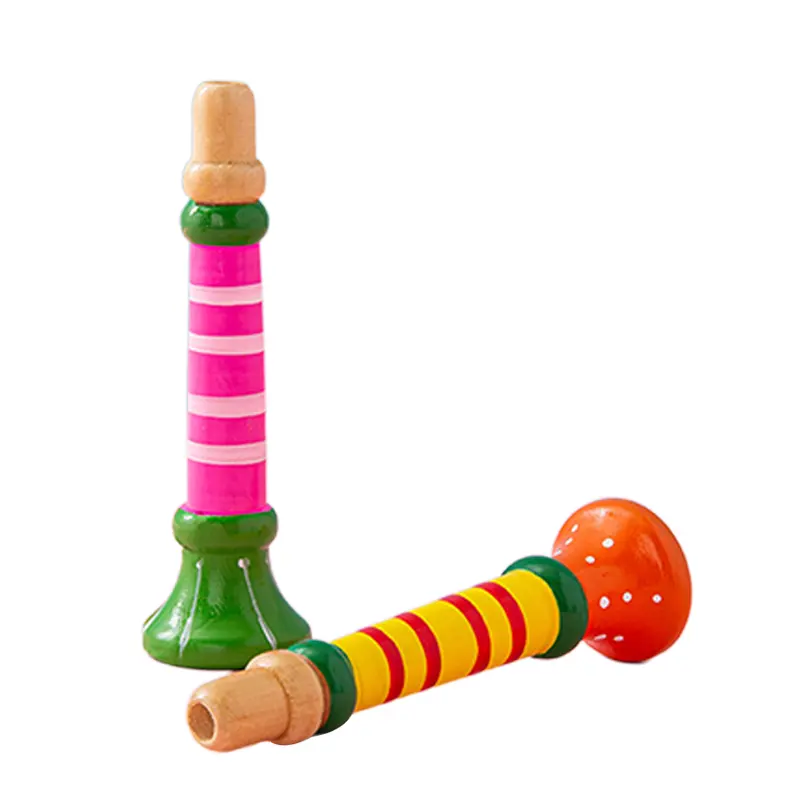 Wooden Trumpet Children Toy Horn Whistle Musical Instrument for Kids Early Educational Montessori Toys Sound Training Games
