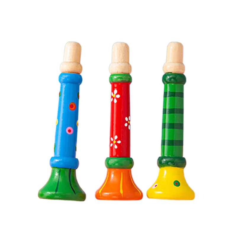 Wooden Trumpet Children Toy Horn Whistle Musical Instrument for Kids Early Educational Montessori Toys Sound Training Games