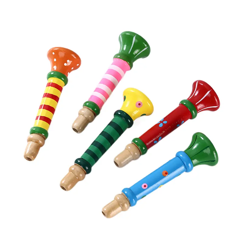 Wooden Trumpet Children Toy Horn Whistle Musical Instrument for Kids Early Educational Montessori Toys Sound Training Games