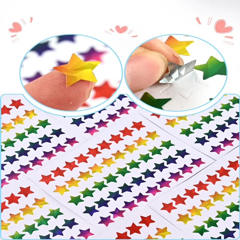 10~20pcs Reward Stickers Colorful Dots Stars Heart Laser Material Children Handmade DIY Photo Album Toys Decorative Sticker TMZ