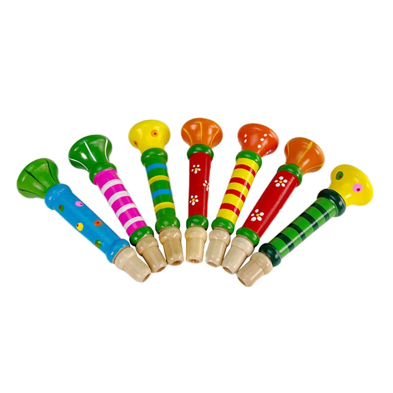 Wooden Trumpet Children Toy Horn Whistle Musical Instrument for Kids Early Educational Montessori Toys Sound Training Games