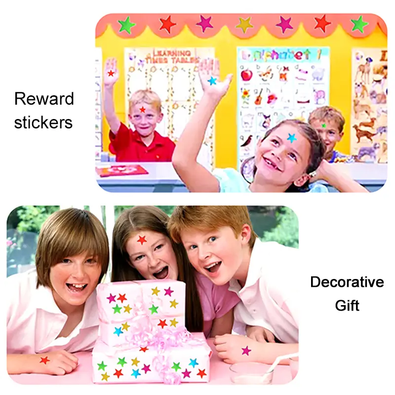 10~20pcs Reward Stickers Colorful Dots Stars Heart Laser Material Children Handmade DIY Photo Album Toys Decorative Sticker TMZ