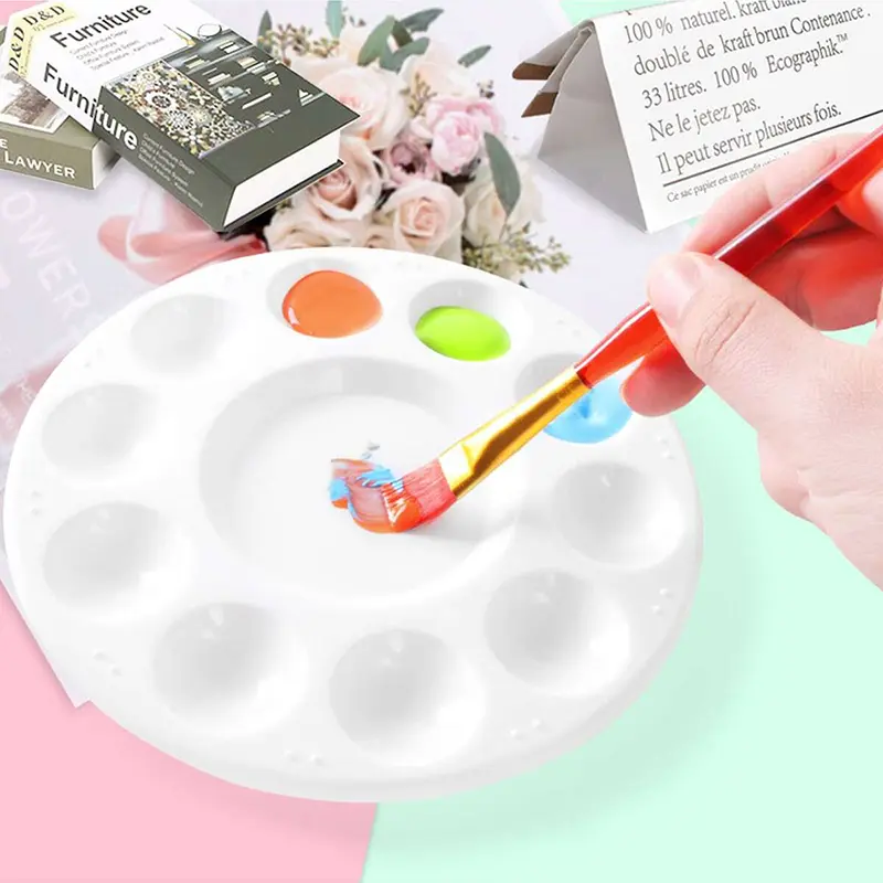 Children Painting Toy Color Palette White Plastic Multi Grid Pigment Tray Children Acrylic Watercolor Palette Drawing TMZ