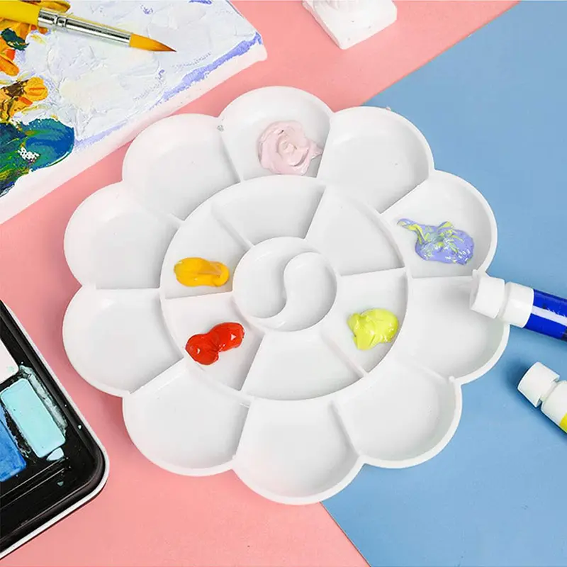 Children Painting Toy Color Palette White Plastic Multi Grid Pigment Tray Children Acrylic Watercolor Palette Drawing TMZ