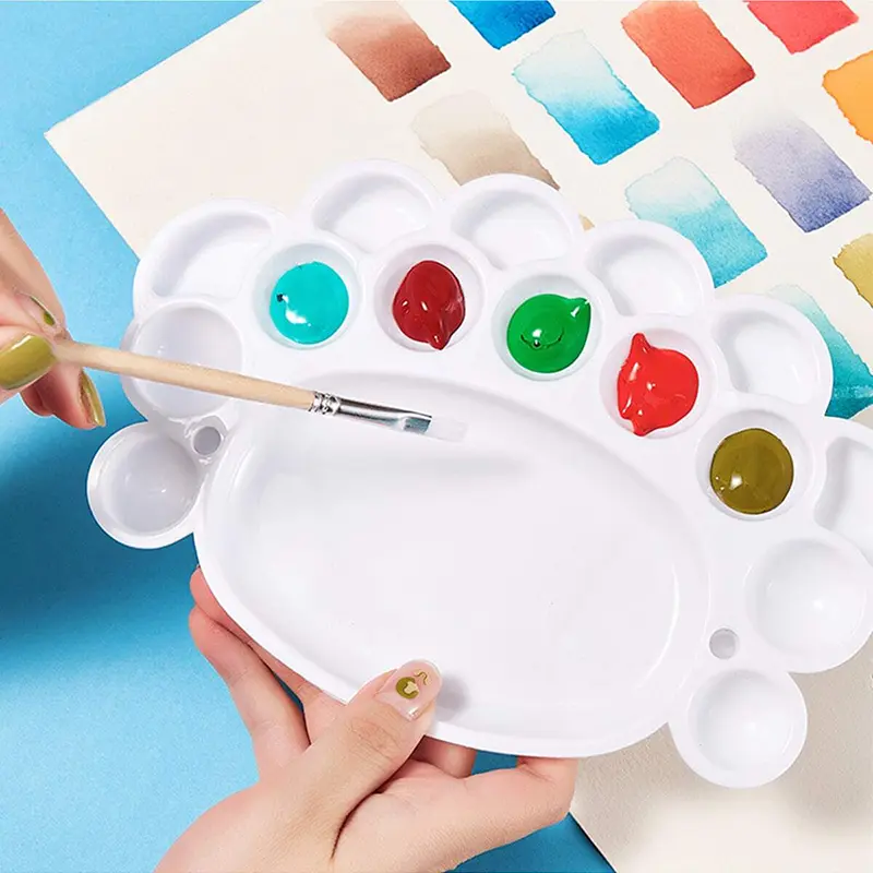 Children Painting Toy Color Palette White Plastic Multi Grid Pigment Tray Children Acrylic Watercolor Palette Drawing TMZ