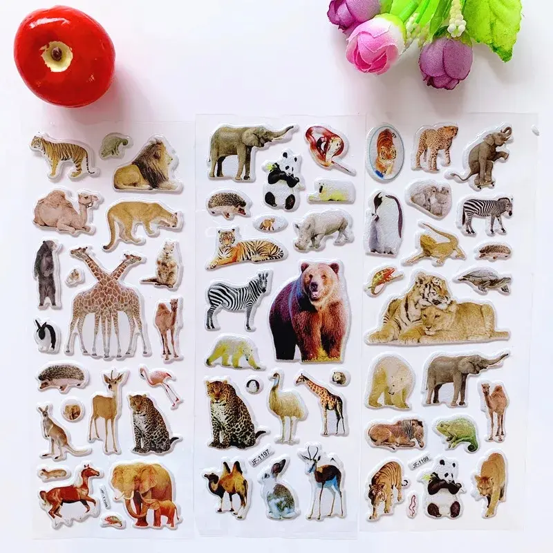 10 Sheets Cute Animals Bubble Stickers Kawaii 3D Stickers Toy for Children No Repetition Kids DIY Scrapbooking Stickers Gift