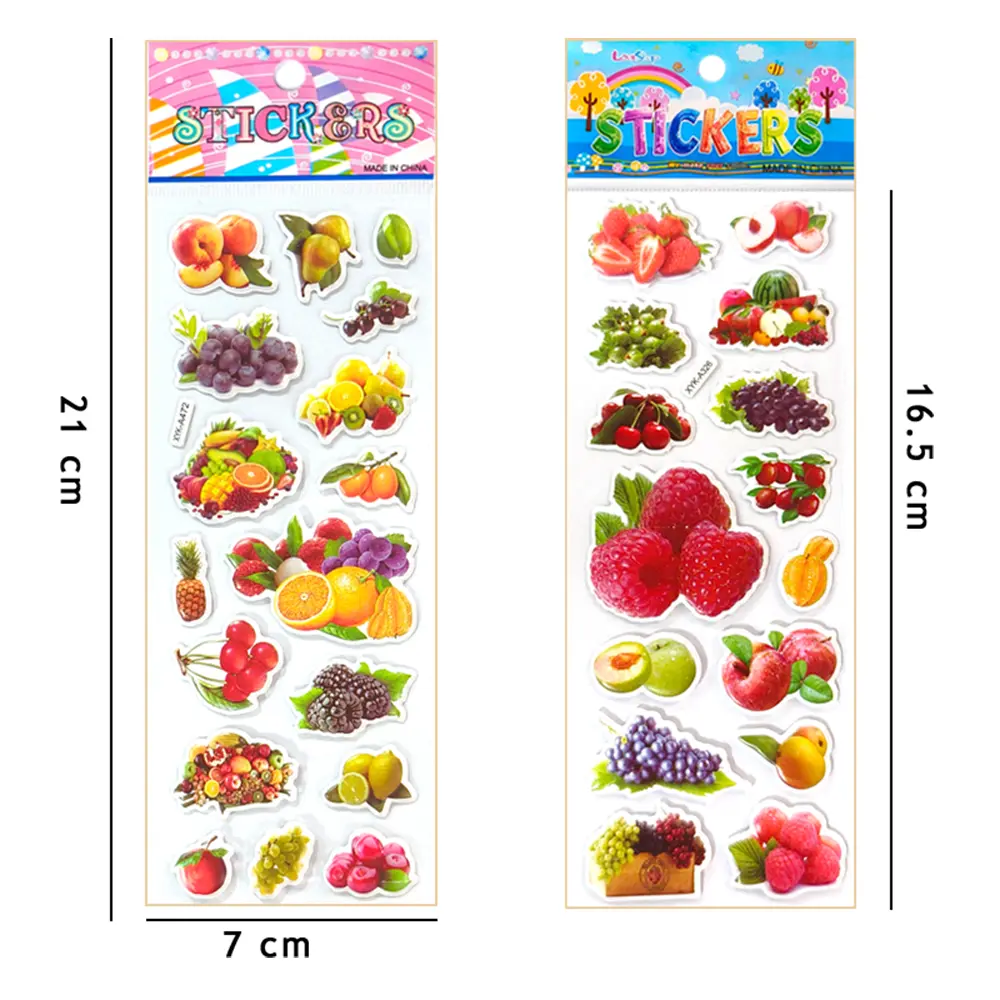 10 Sheets Waterproof Fruit and Vegetable Stickers for Kids Notebook Scrapbook Decoration Stickers Toy For Children Boys Girls