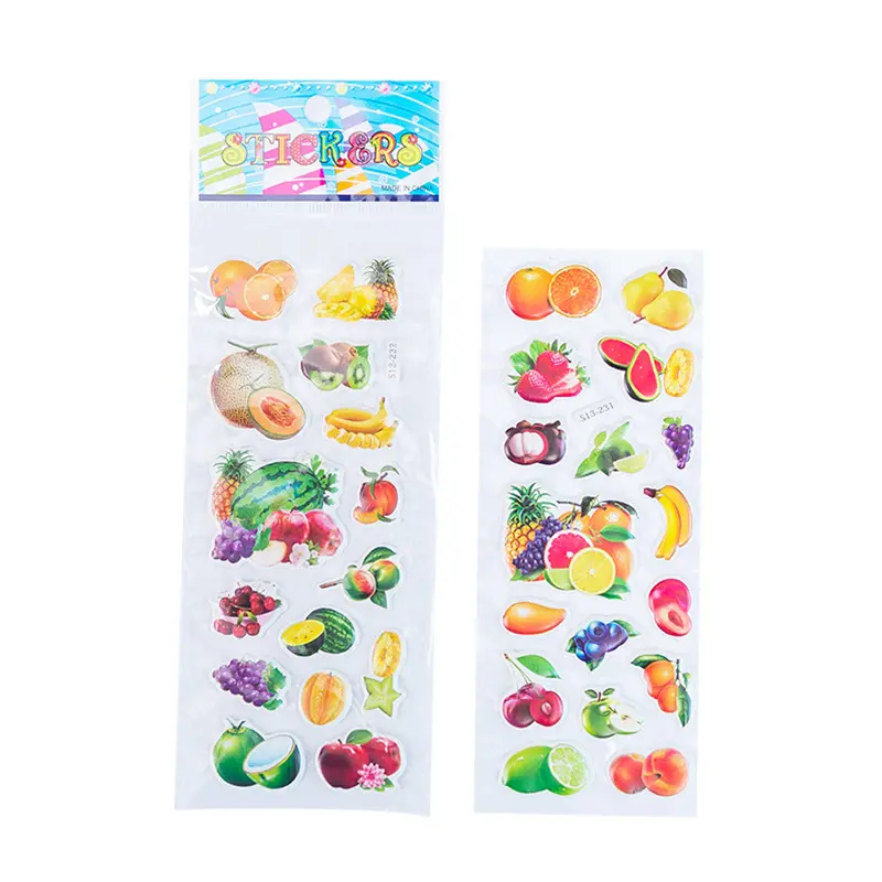 10 Sheets Waterproof Fruit and Vegetable Stickers for Kids Notebook Scrapbook Decoration Stickers Toy For Children Boys Girls