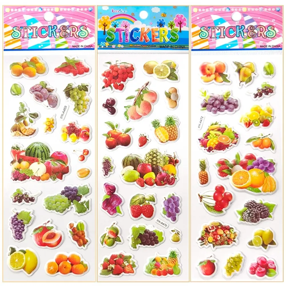 10 Sheets Waterproof Fruit and Vegetable Stickers for Kids Notebook Scrapbook Decoration Stickers Toy For Children Boys Girls