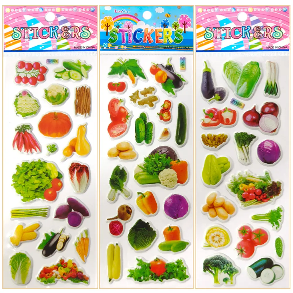 10 Sheets Waterproof Fruit and Vegetable Stickers for Kids Notebook Scrapbook Decoration Stickers Toy For Children Boys Girls