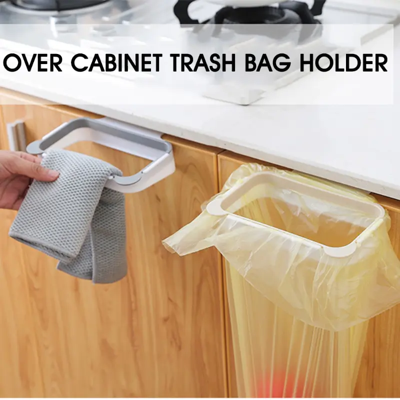 Foldable Kitchen Trash Can Trash Bin Hanging Trash Garbage Bag Waste Bin For Kitchen Storage Holders Trash Racks