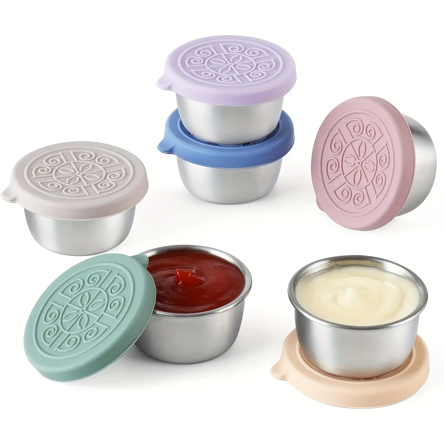 6pcs Seasoning Cup with Lid - Leak-proof, Reusable Sauce Container