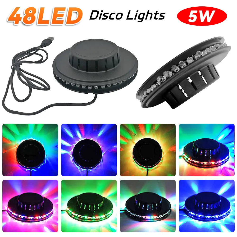 5W USB RGB Stage Light KTV Bar Show Decorative Lights Strobe Lamp Sound Activated Rotating Disco Light Home Party Decorations