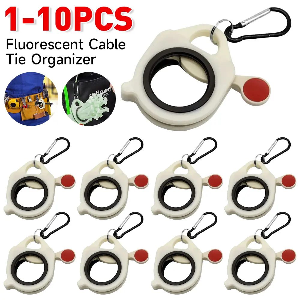 1-10pcs Fluorescent Cable Tie Organizer Storage Cable Tie Holder Portable Cable Tie Storage Tool Electrical Wire Tie Organizer