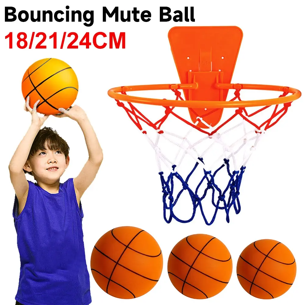 Silent Basketball Indoor Bouncing Mute Ball 24/21/18cm Silent Soft Foam Basketball Child Sports Toy Game Bounce Basket Balls