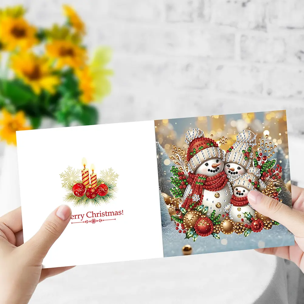 4/6/12pcs Diamond Painting Greeting Card 5D Christmas Diamond Painting Mosaic Thank You Card Christmas Postcards Birthday Gifts