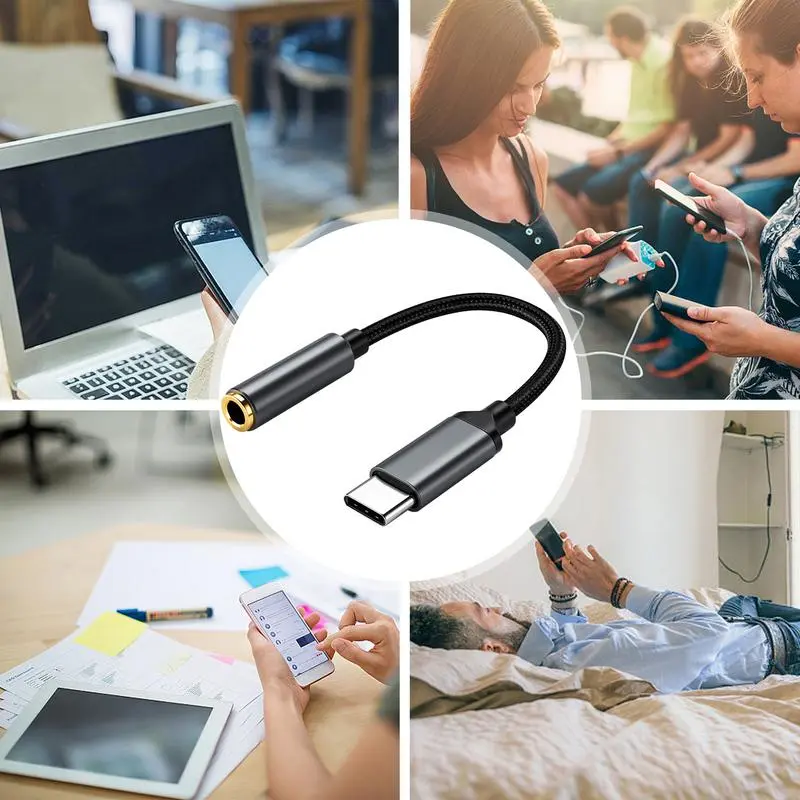 Type C To 3.5mm Aux Audio Adapter Type C 3.5 Jack Earphone Adapter Type C to 3.5mm Headphones AUX Audio Adapter Cable