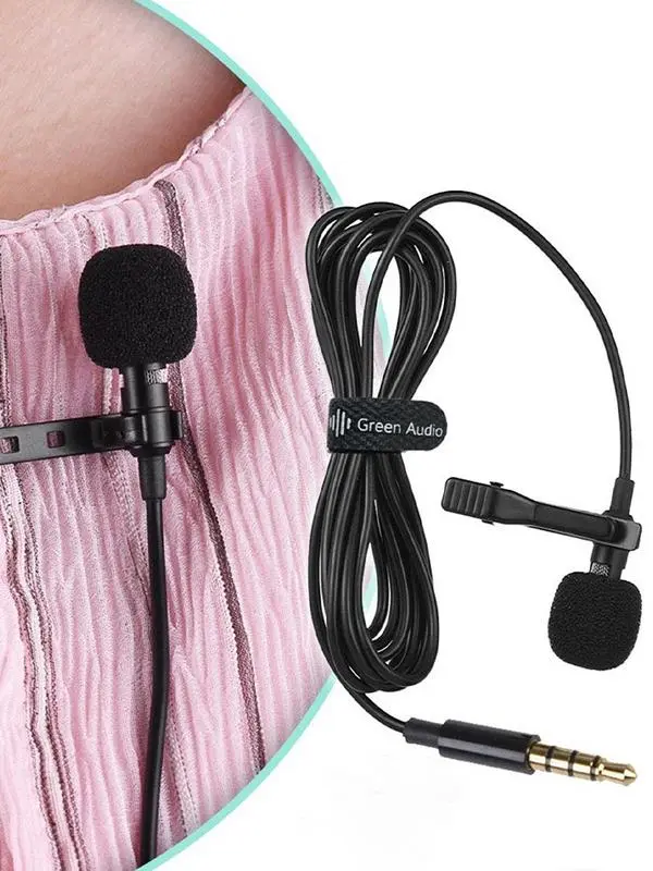 Lavalier Mic Portable Headset Mic Mini Portable Lavalier Microphone Wired Mic Speaker Condenser Clip-on Lapel Microphone