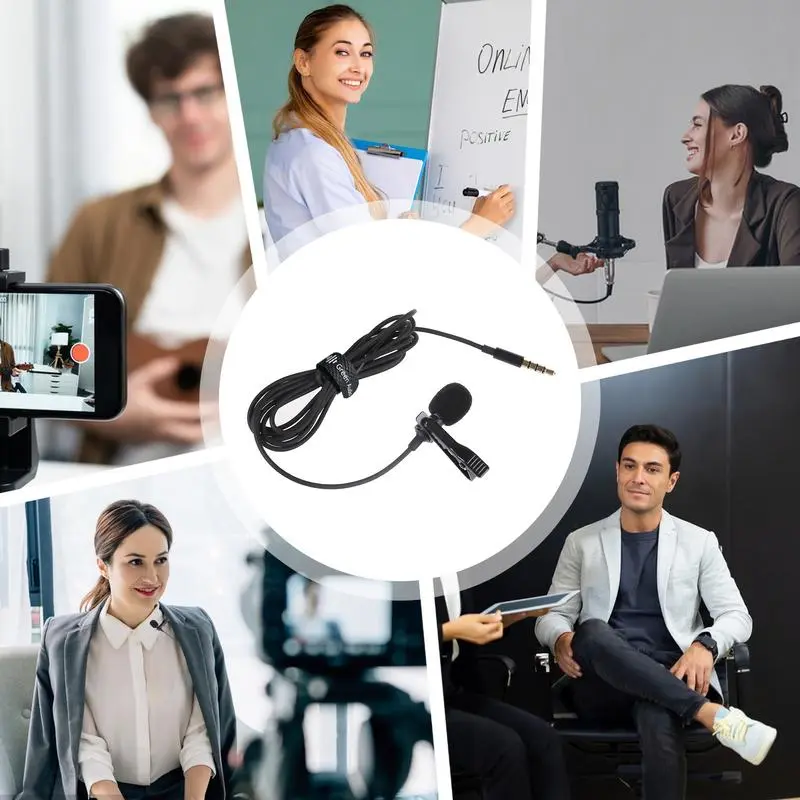 Lavalier Mic Portable Headset Mic Mini Portable Lavalier Microphone Wired Mic Speaker Condenser Clip-on Lapel Microphone