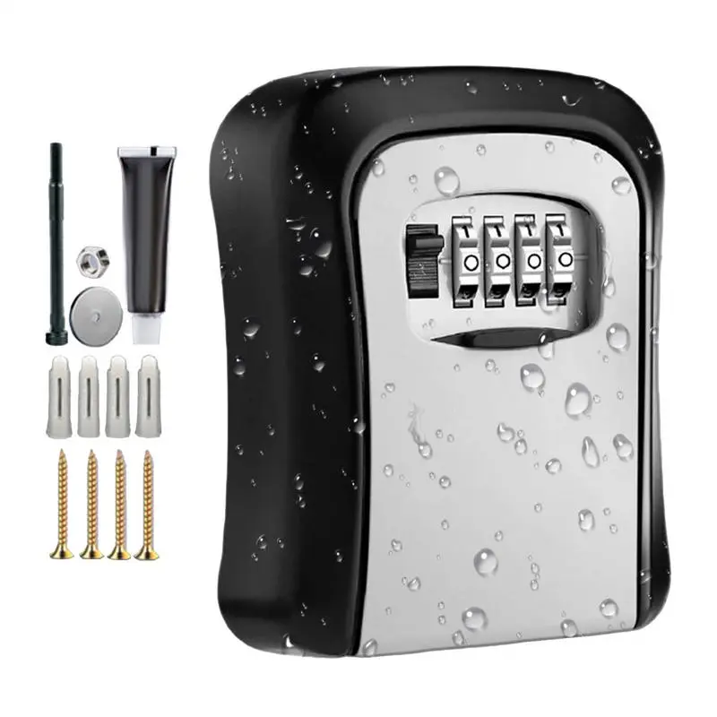 Key Keeper Combination Lock Wall Mount Key Lock Box 4 Digit Password Code Security Lock Secret Storage Box Organizer