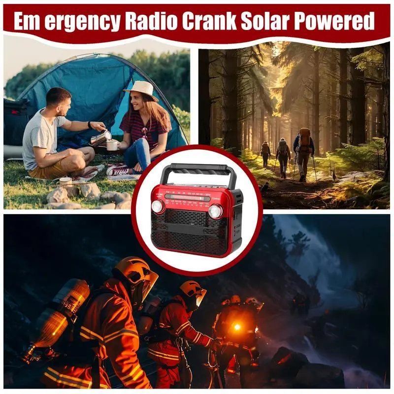 Solar Radio Solar powered USB rechargeable emergency radio Portable Flashlight Outdoor Power Bank Emergency LED Flashlight