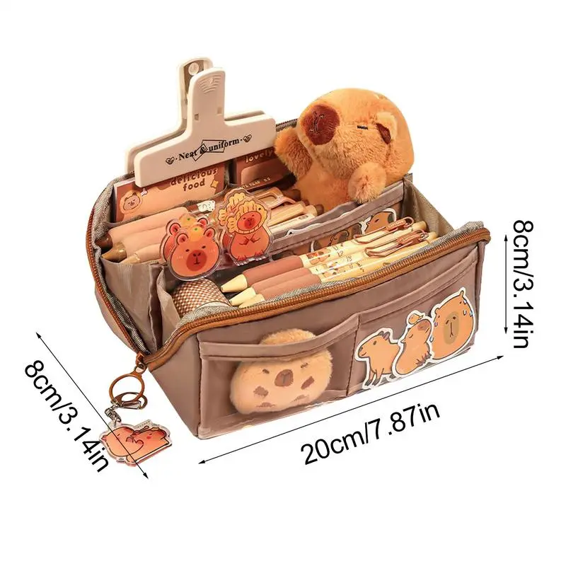 Large Capacity Pencil Bag Capybara Pencil Holder Multi-functional Pen Case Capybara Cartoon Stationery Holder Bag School Supply
