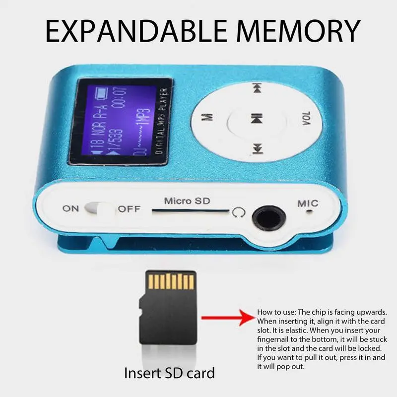 Mini Mp3 Player Mini Portable MP3 Player Mini MP3 Music Player Student Walkman Gifts With Clip Design for Adult and Colleage