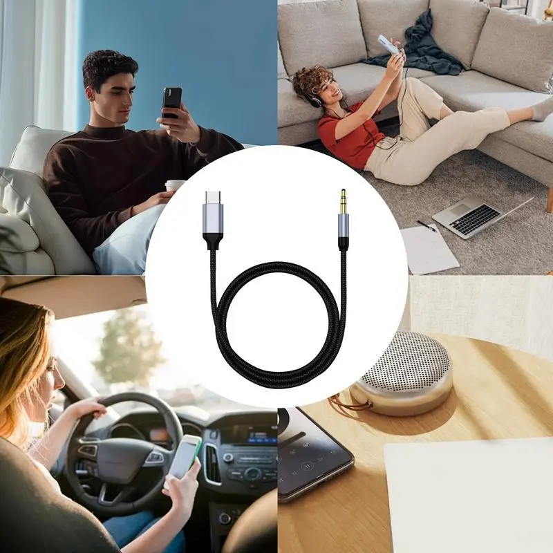 USB C Aux Cable Type C 3.5mm Jack Adapter USB C to 3.5mm Audio Aux Cable Car Stereo Cord Aux Headphone Cord for Stereo Speaker