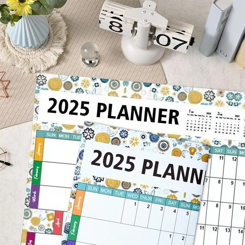 2025 Wall Calendar Yearly Wall Planner with Adhesive Sticker 12 Months Planner Multipurpose Wall Calendar Creative Work Calendar
