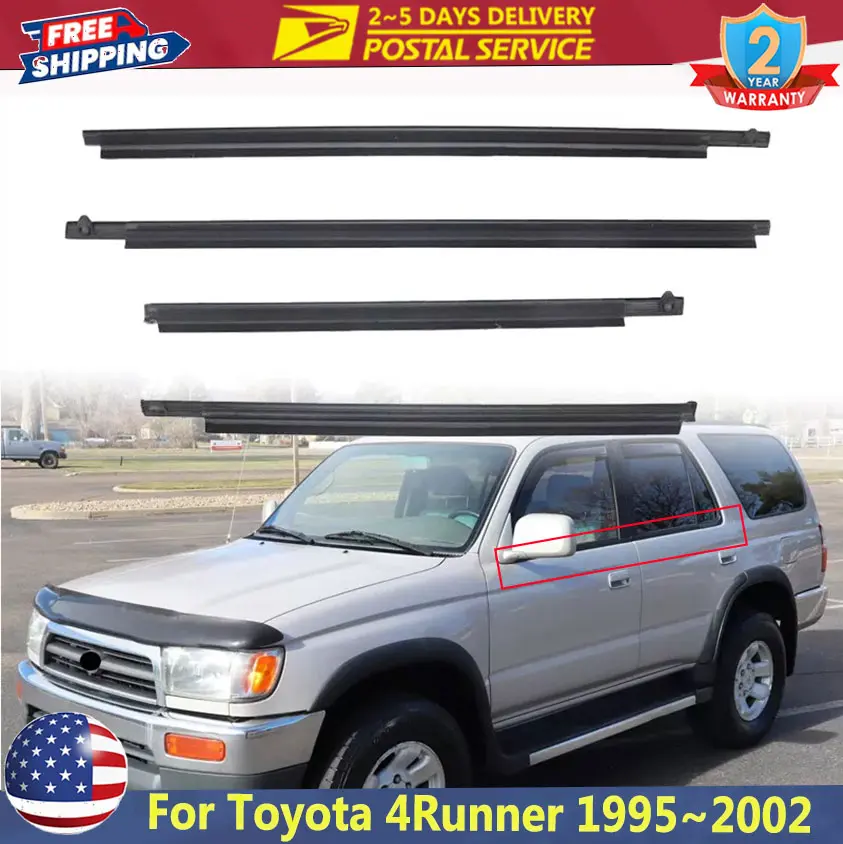 4PCS Car Window Door Glass Weatherstrip For Toyota 4Runner 1995~2002 Door Glass Outer Moulding Weatherstrip Set Car Seal Strip
