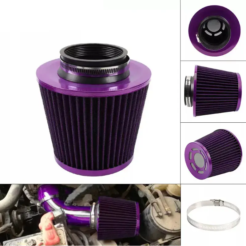 76MM Universal Car Air Filters Vent Filter High Flow Intake Kit Mesh Cone Engine Protector Replacement Auto Accessories 3 Inch