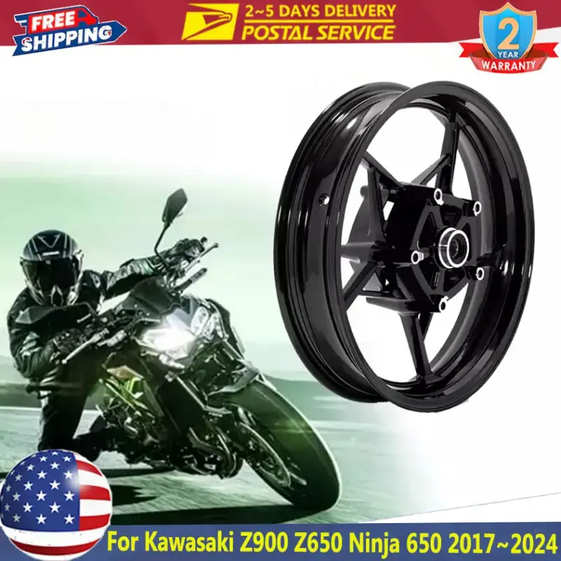 17"x3.5" Motorcycle Front Wheel Rim Gloss Black For Kawasaki Z900 Z650 Z900 Ninja 650 2017~2024 2023 2022 Motorcycle Wheel Rim