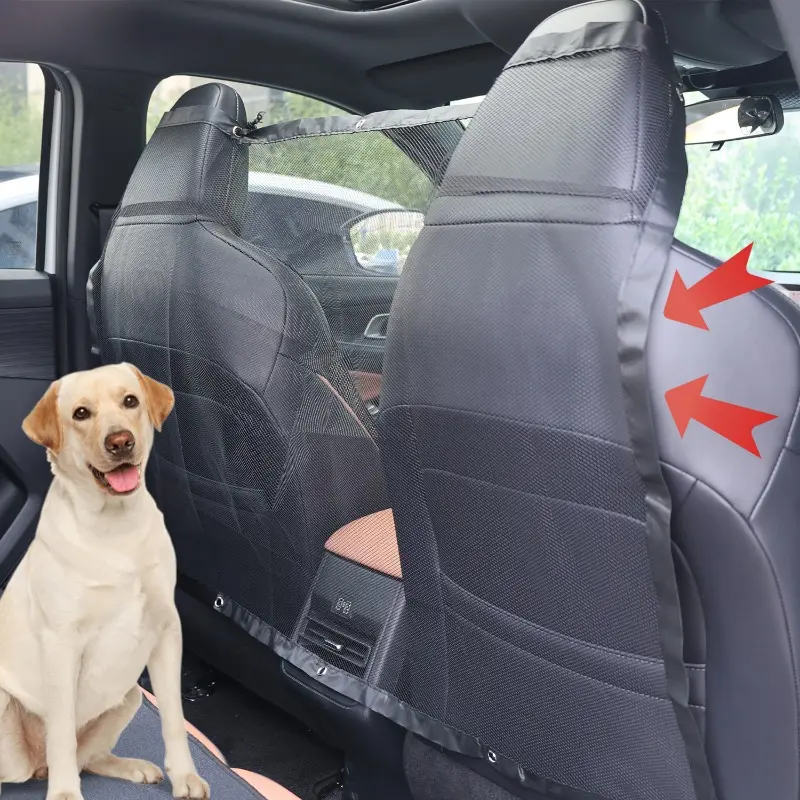 Car Pet Protection Net Bag Pet Barrier Protector Mesh Pocket Adjustable Breathable Net for Safe Driving Auto Interior Accessorie