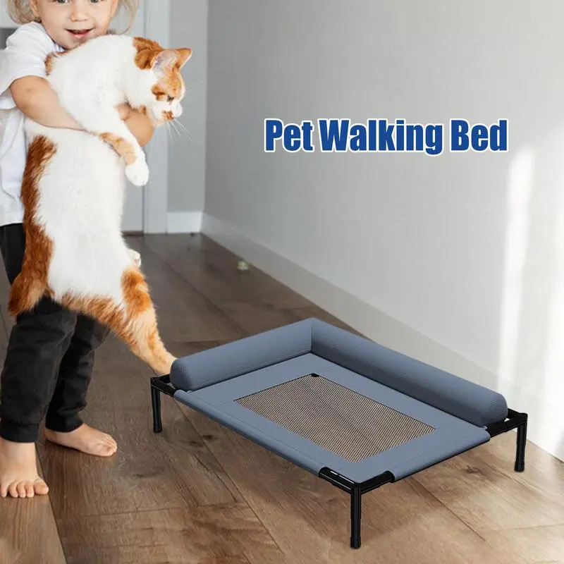 Raised Dog Bed Dog Cooling Bed With Pillow And Breathable Mesh Removable Pet Furniture For Cat Indoor Camping Patio Sunbathing