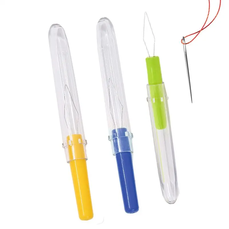 3-Pack Needle Threader Elderly Friendly Quick Threading Manual Sewing Machine Sewing Thread Quick Needle Threader (Random Colors
