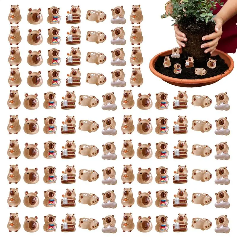 Miniature Dolls Capybara Doll Set Small Figurines To Hide 100X Capybara Decorations Charm Creative Nail Art Accessories For