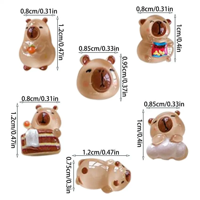 Miniature Dolls Capybara Doll Set Small Figurines To Hide 100X Capybara Decorations Charm Creative Nail Art Accessories For