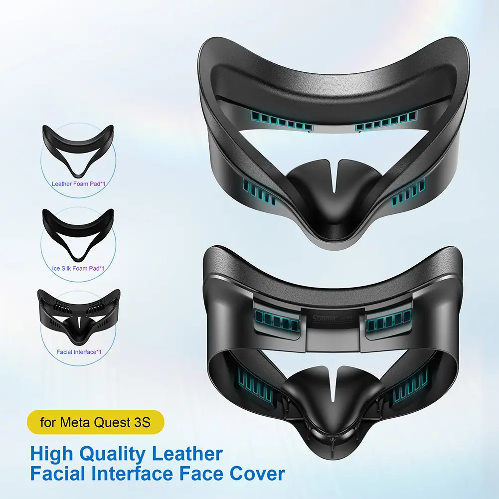 Face Cover Pad Facial Interface with Air Circulation Cooling Fan for Meta Quest 3S VR Comfort Accessories
