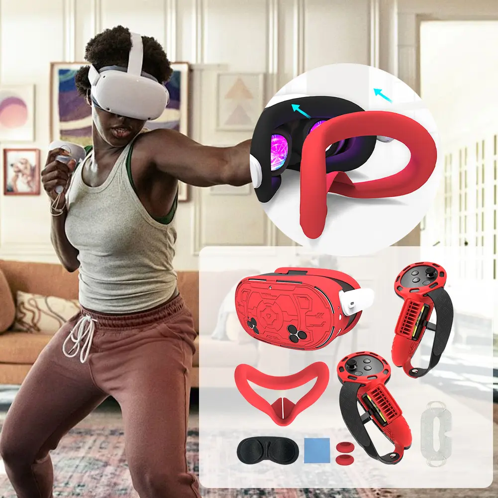 7PCS TPU VR Face Cover for Meta Quest 3S VR Controller Grip Cover Anti-Scratch Shockproof Lens Protective Cover Joystick Caps