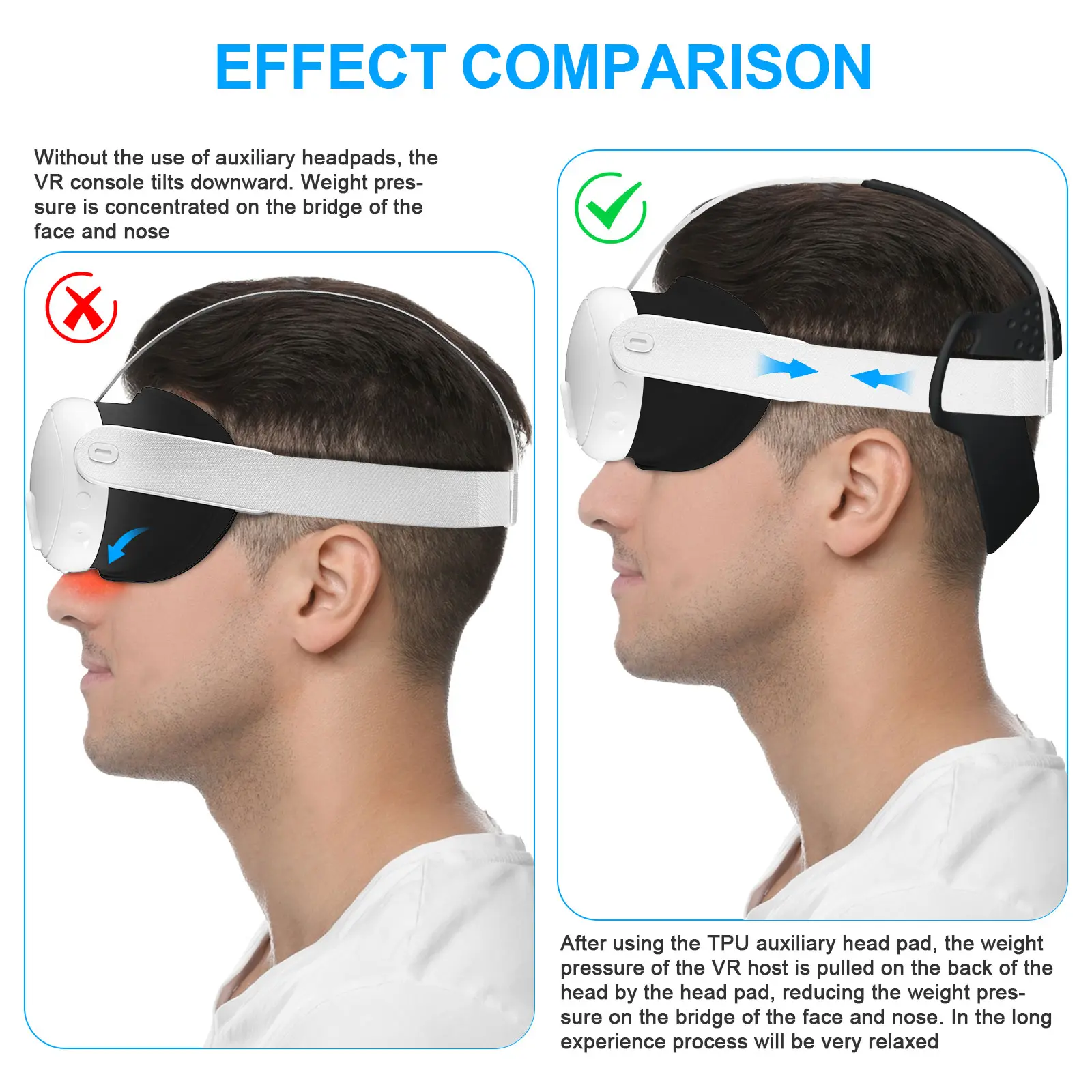 TPU Head Cushion Replacement Headset Strap Pad Reduce Pressure Comfortable Compatible with Meta Quest 3 VR Headset