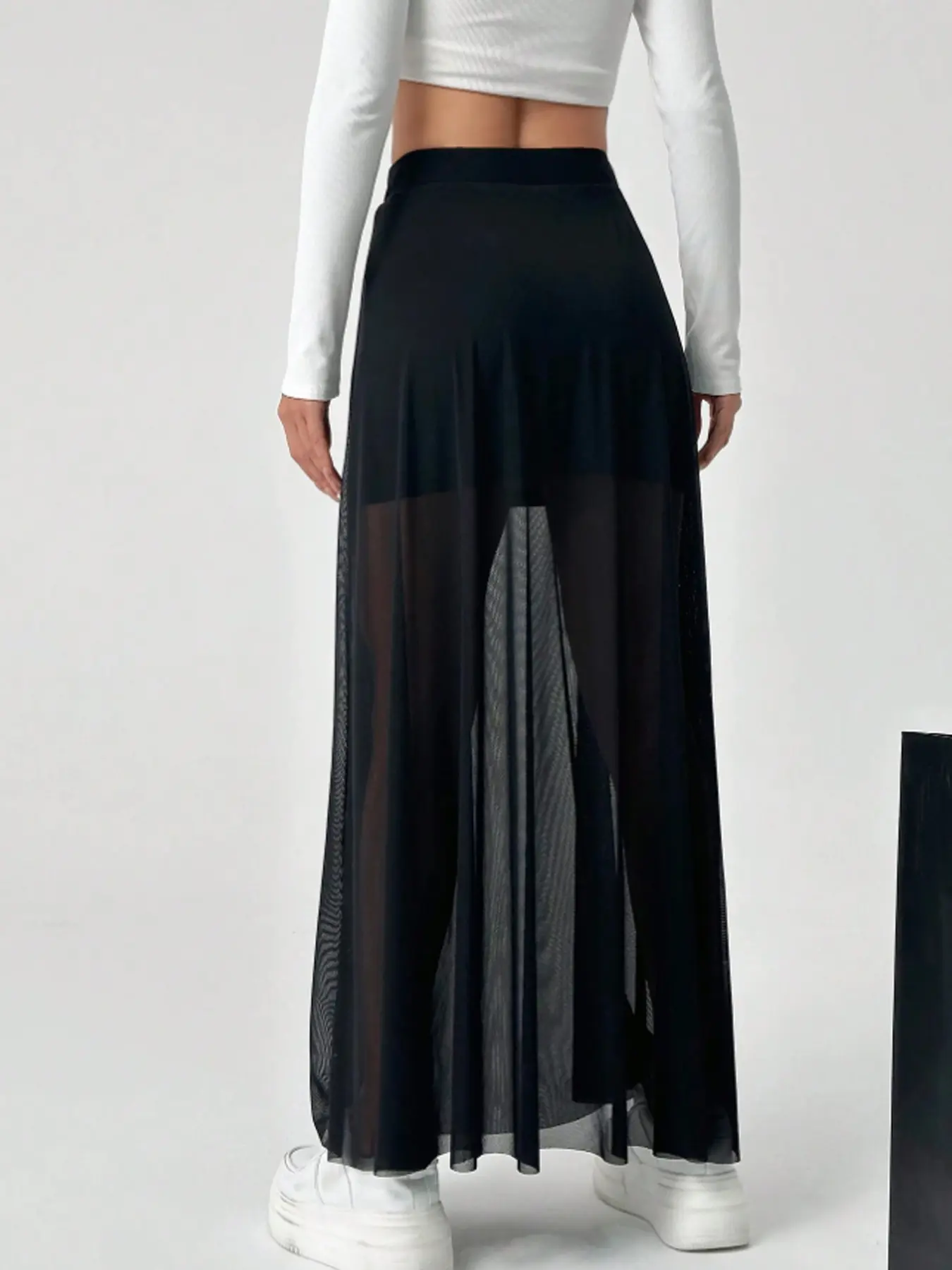 Women's mesh patchwork skirt Elastic high-waisted A-line skirt Beach vacation shade Long skirt Fashion PROM party dress