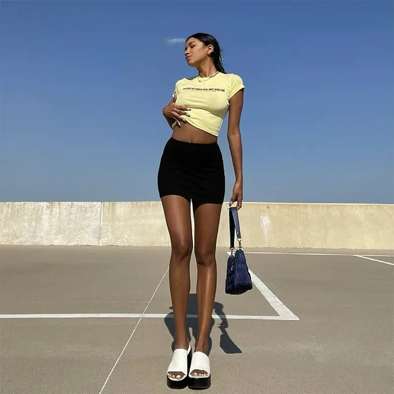 Women's Fashion Mini Skirt, High Waist Black Pencil Skirts Stretch Solid Color Slim Fitting Short Skirts, Spring Summer Clothing