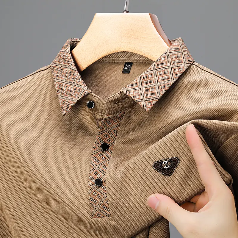 High End Brand Fashion Letter Printed Long Sleeves POLO Shirt Men Autumn New Trend Printed Casual T-shirt Breathable Tops