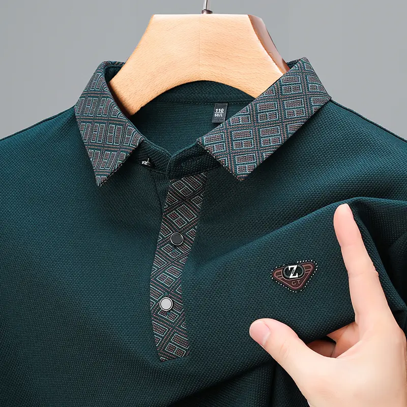High End Brand Fashion Letter Printed Long Sleeves POLO Shirt Men Autumn New Trend Printed Casual T-shirt Breathable Tops