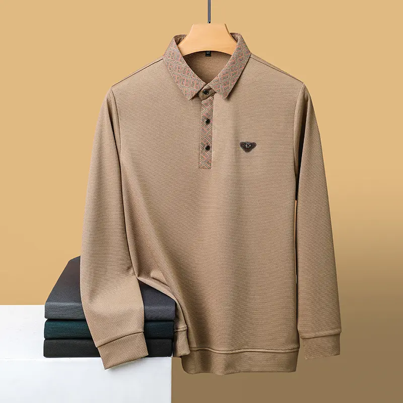 High End Brand Fashion Letter Printed Long Sleeves POLO Shirt Men Autumn New Trend Printed Casual T-shirt Breathable Tops